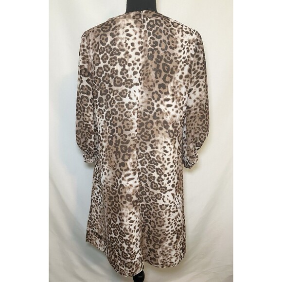 New York &‎ Company Eva Mendez Leopard Animal Print 3/4 Sleeve Dress MEDIUM - Picture 3 of 14
